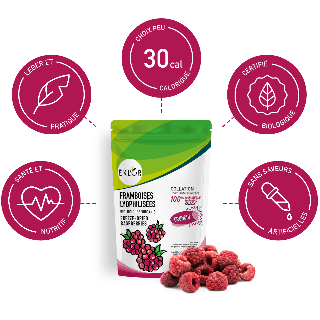 FRAMBOISES LYOPHILISÉES BIOLOGIQUES 7g